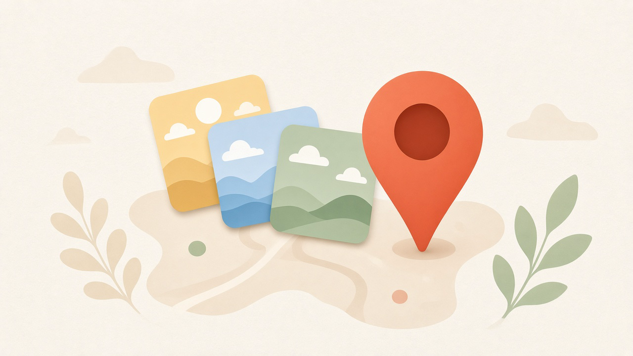 Photo cards collapsing into one map pin