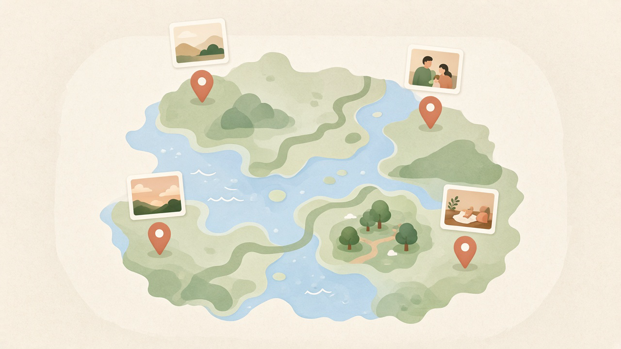 Illustrated map with photo pins